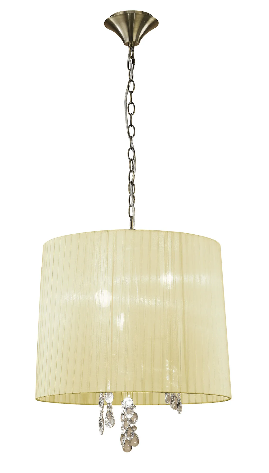 Tiffany Antique Brass-Cream Crystal Ceiling Lights Mantra Shaded Crystal Fittings